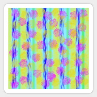 Pink Aqua Yellow Floral Abstract Sticker